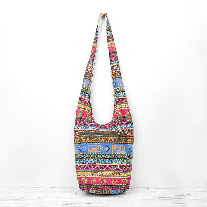 Nimara Ritual Colored Stripes Cotton Crossbody Bag Shoulder Bag