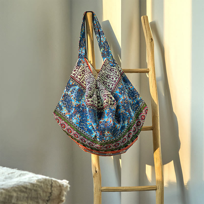 Nimara Ritual Colored Stripes Pattern Cotton Shoulder Bag
