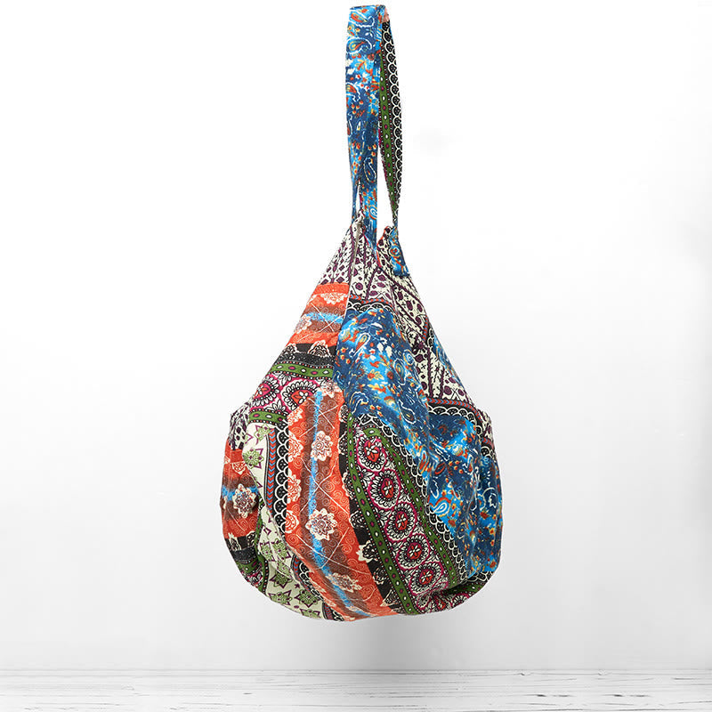 Nimara Ritual Colored Stripes Pattern Cotton Shoulder Bag