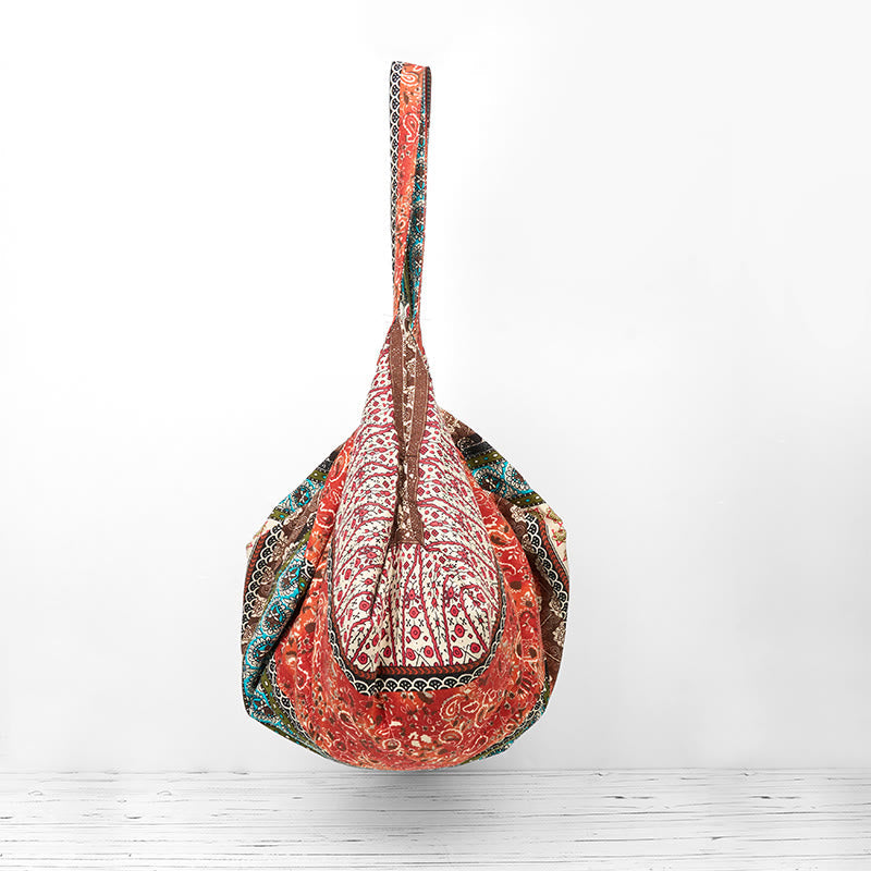 Nimara Ritual Colored Stripes Pattern Cotton Shoulder Bag