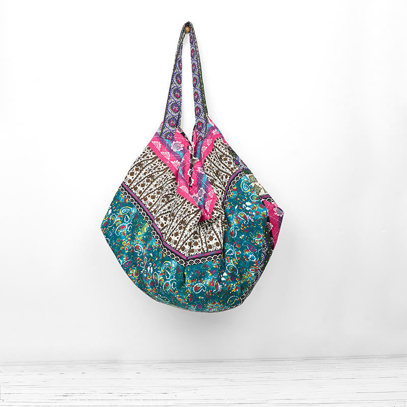 Nimara Ritual Colored Stripes Pattern Cotton Shoulder Bag