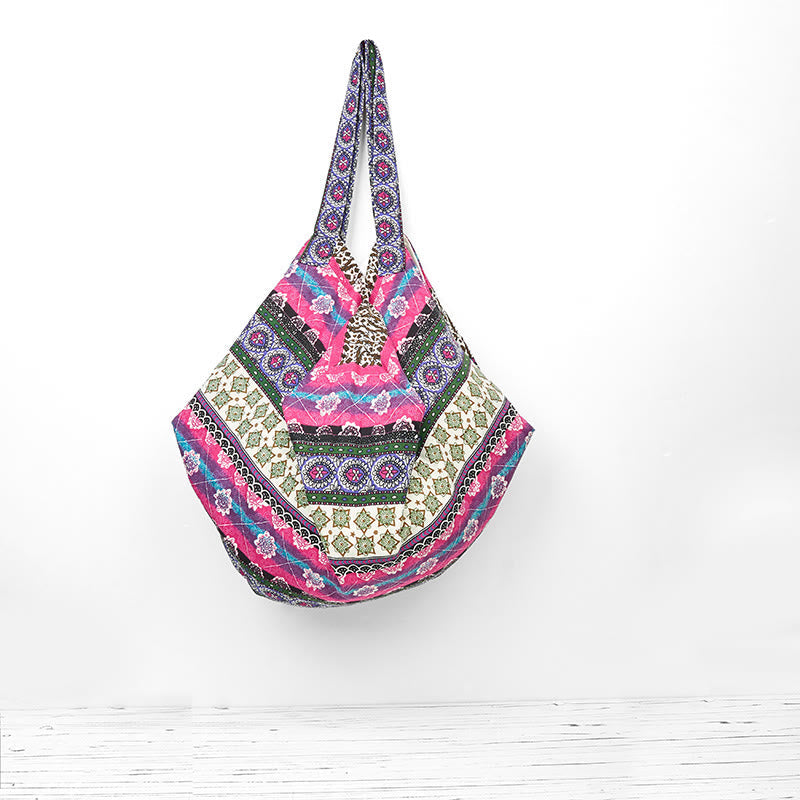 Nimara Ritual Colored Stripes Pattern Cotton Shoulder Bag