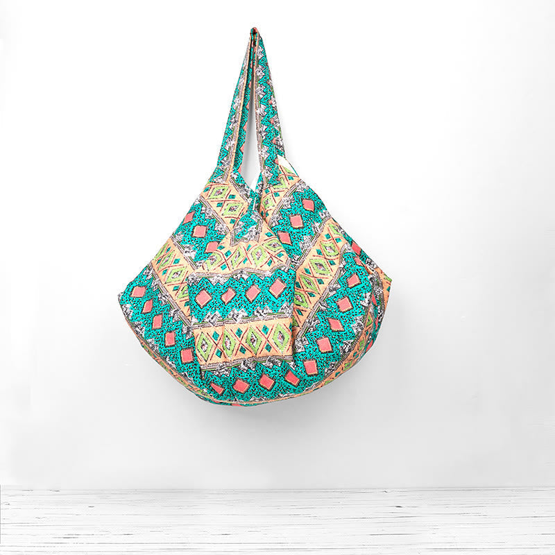 Nimara Ritual Colored Stripes Pattern Cotton Shoulder Bag