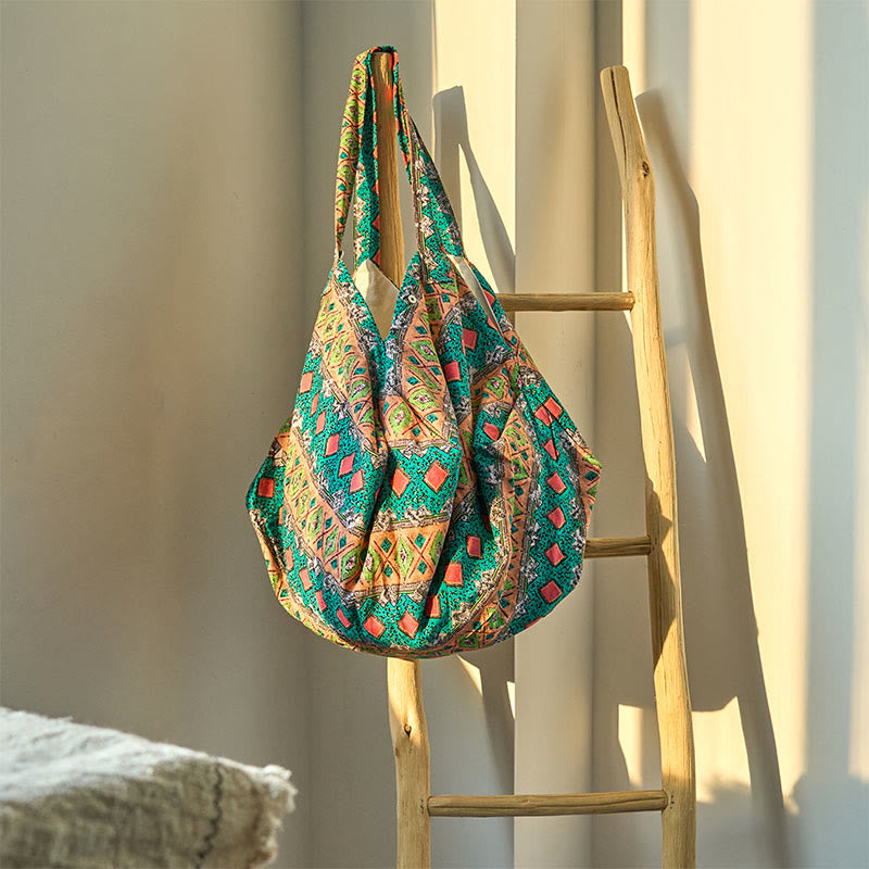 Nimara Ritual Colored Stripes Pattern Cotton Shoulder Bag