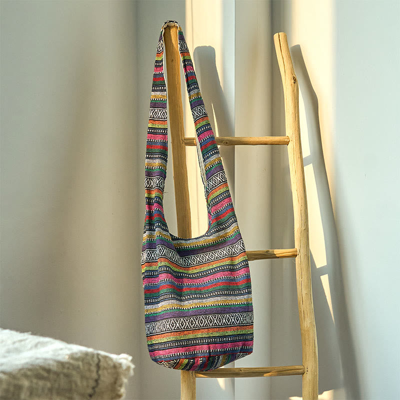 Nimara Ritual Cotton Stripes Pattern Crossbody Bag Shoulder Bag
