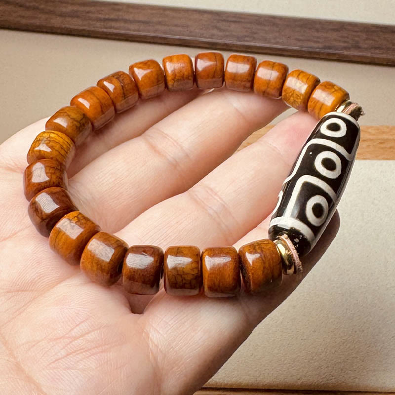 Nimara Ritual Tibetan Bone Beads Nine-Eye Dzi Bead Protection Bracelet