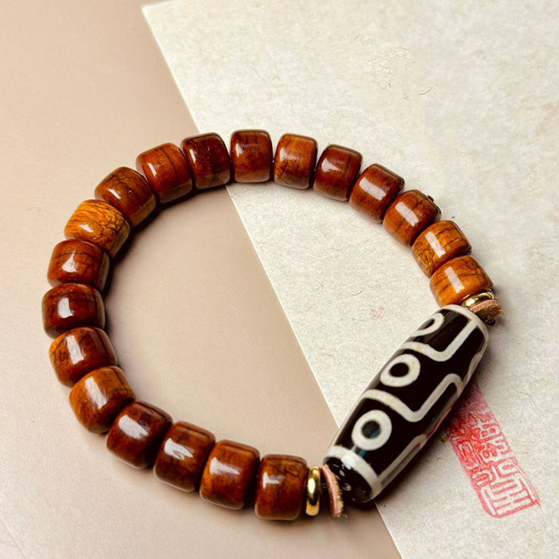 Nimara Ritual Tibetan Bone Beads Nine-Eye Dzi Bead Protection Bracelet