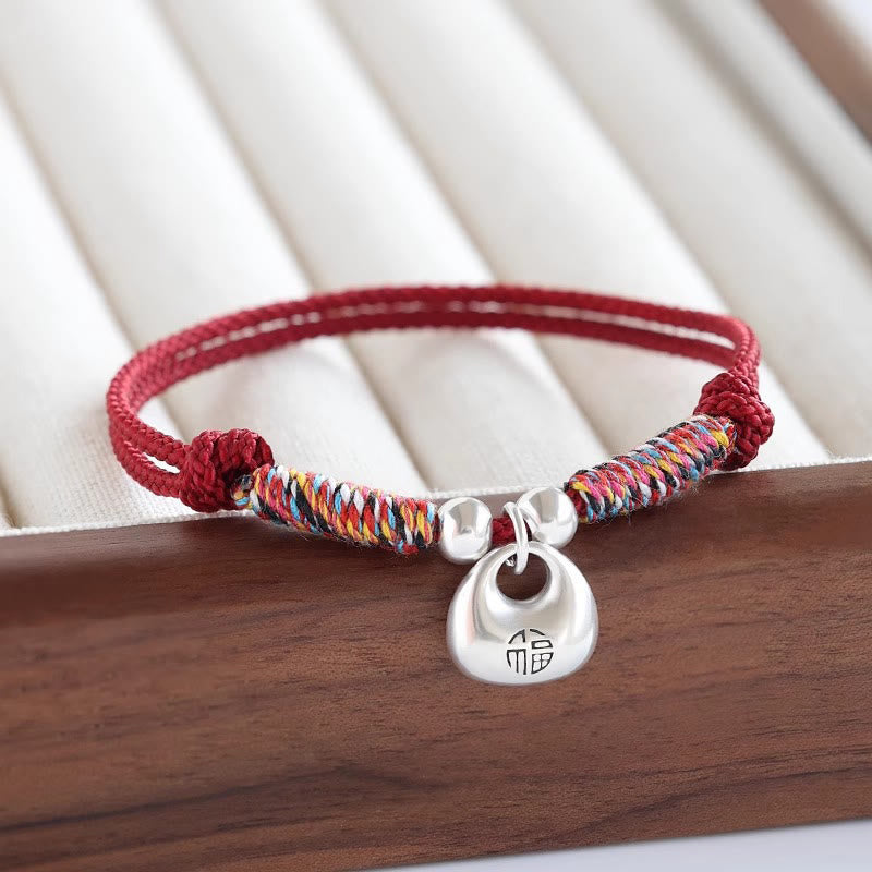 Nimara Ritual Handmade 925 Sterling Silver Fu Character Safe And Well Luck Braided Bracelet