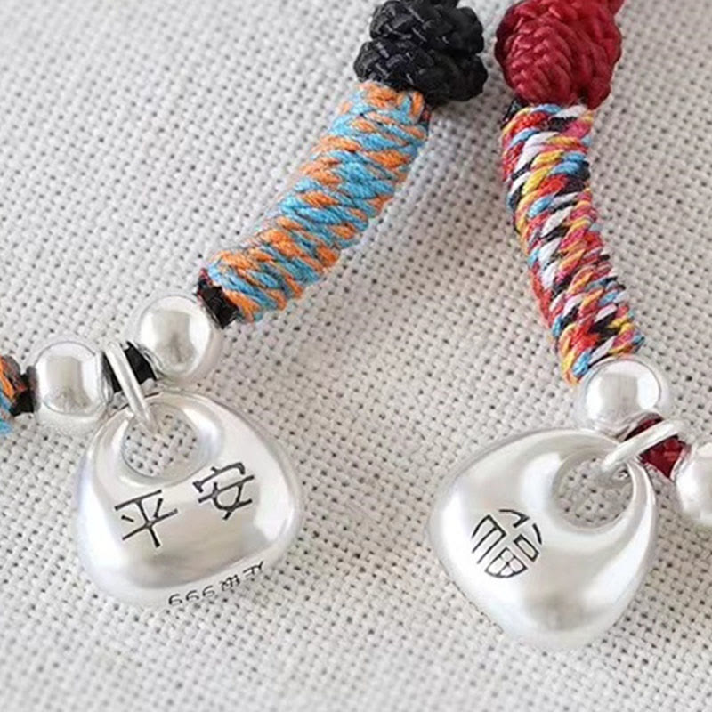 Nimara Ritual Handmade 925 Sterling Silver Fu Character Safe And Well Luck Braided Bracelet