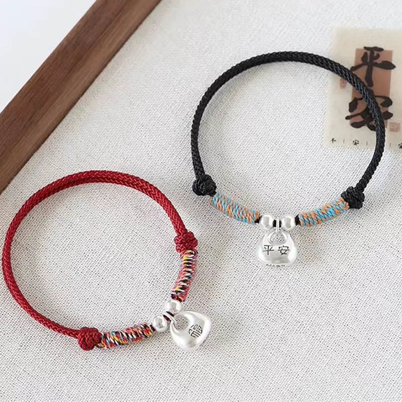 Nimara Ritual Handmade 925 Sterling Silver Fu Character Safe And Well Luck Braided Bracelet
