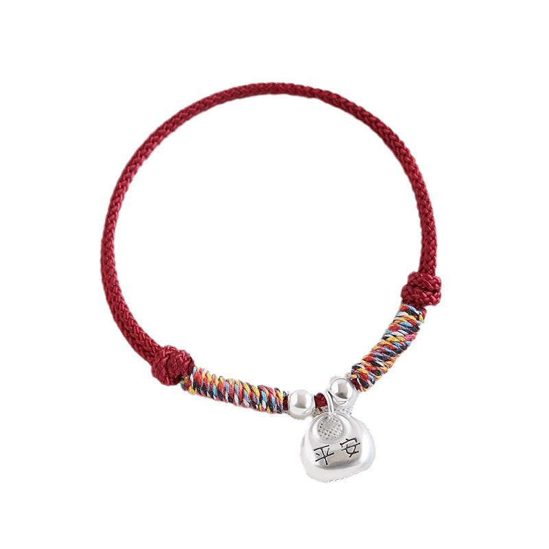 Nimara Ritual Handmade 925 Sterling Silver Fu Character Safe And Well Luck Braided Bracelet