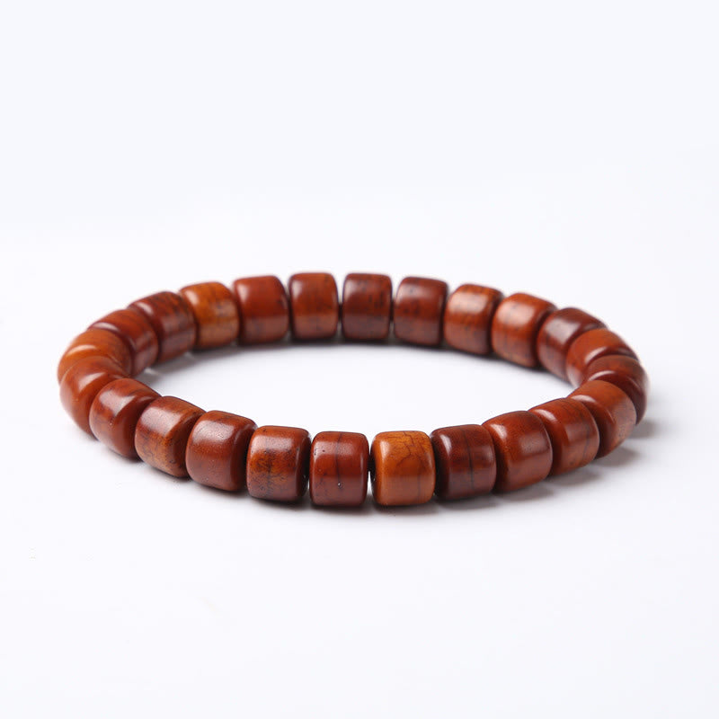 Nimara Ritual Tibetan Bone Beads Three-Eyed Dzi Bead Sheep Horn Red Agate Strength Bracelet