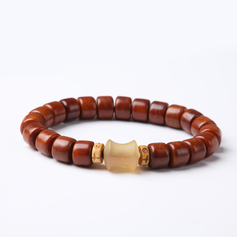 Nimara Ritual Tibetan Bone Beads Three-Eyed Dzi Bead Sheep Horn Red Agate Strength Bracelet