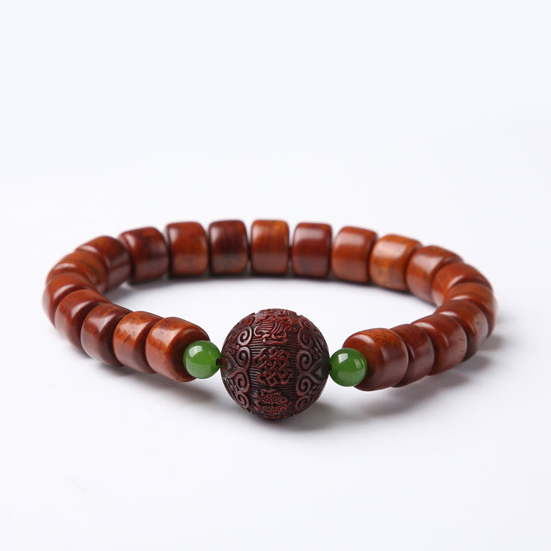 Nimara Ritual Tibetan Bone Beads Three-Eyed Dzi Bead Sheep Horn Red Agate Strength Bracelet