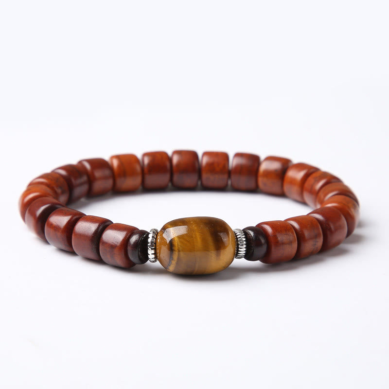 Nimara Ritual Tibetan Bone Beads Three-Eyed Dzi Bead Sheep Horn Red Agate Strength Bracelet