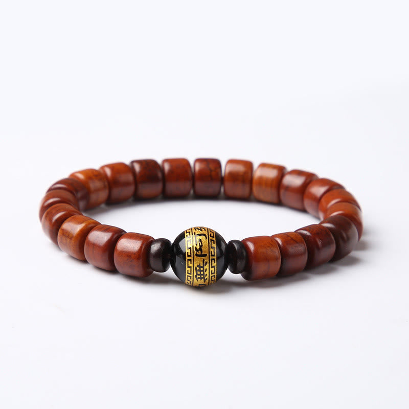 Nimara Ritual Tibetan Bone Beads Three-Eyed Dzi Bead Sheep Horn Red Agate Strength Bracelet