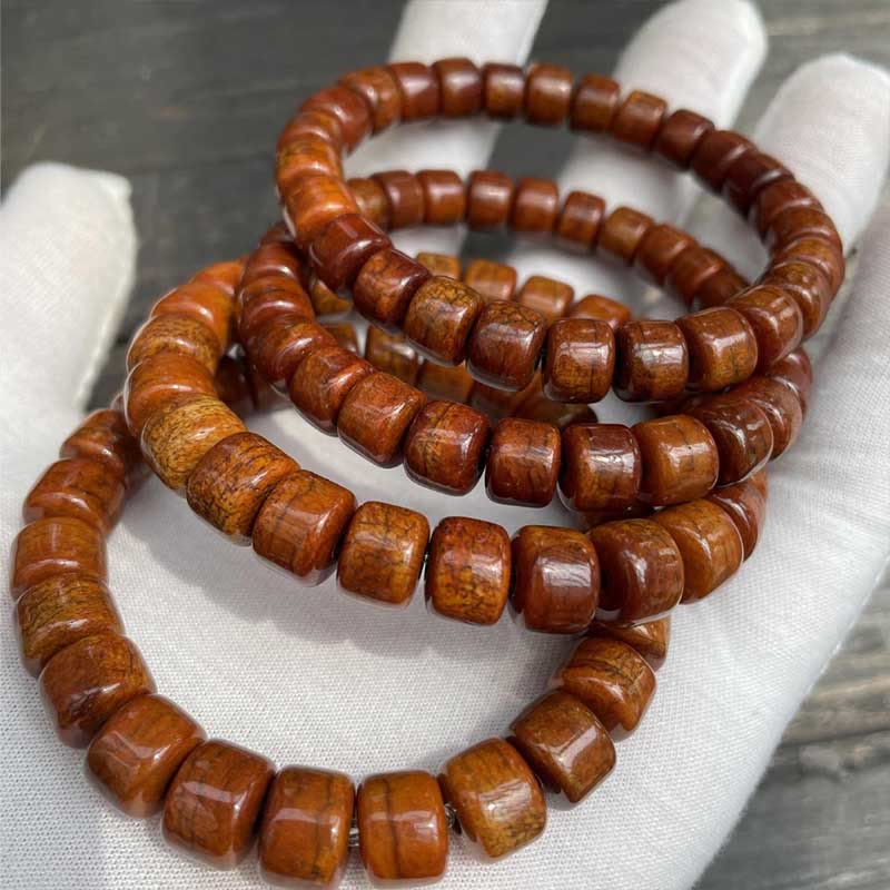 Nimara Ritual Tibetan Bone Beads Three-Eyed Dzi Bead Sheep Horn Red Agate Strength Bracelet