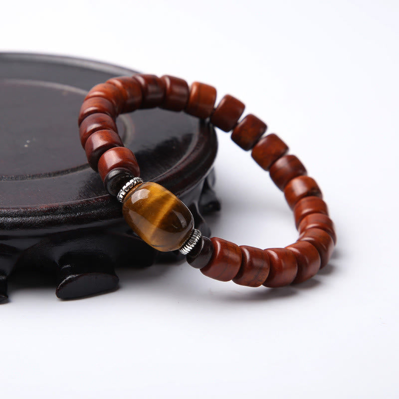 Nimara Ritual Tibetan Bone Beads Three-Eyed Dzi Bead Sheep Horn Red Agate Strength Bracelet