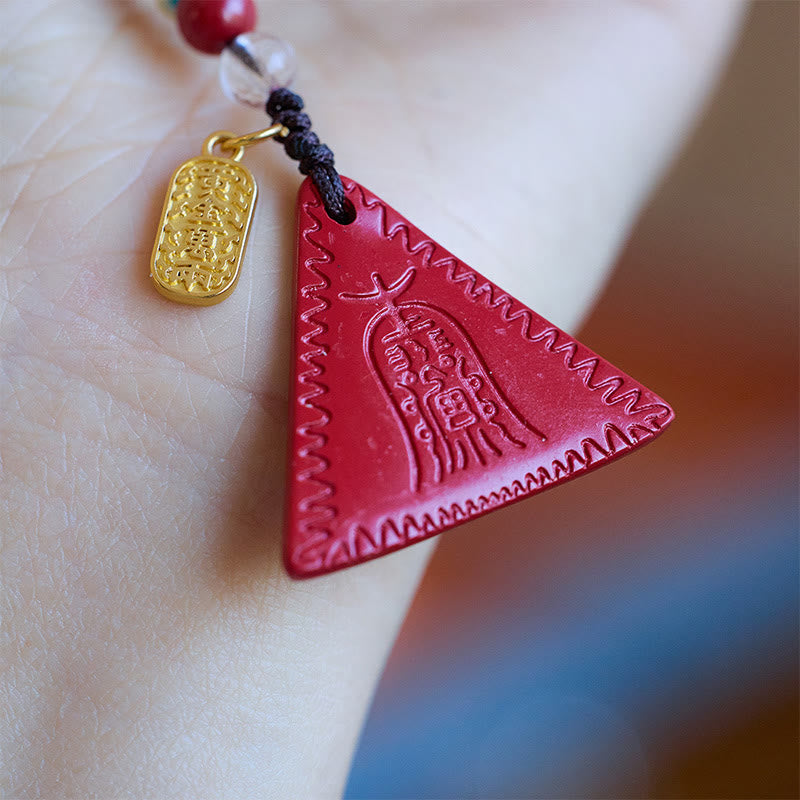 Nimara Ritual Cinnabar Triangle Pattern Talisman Keep Away Evil Spirits Key Chain