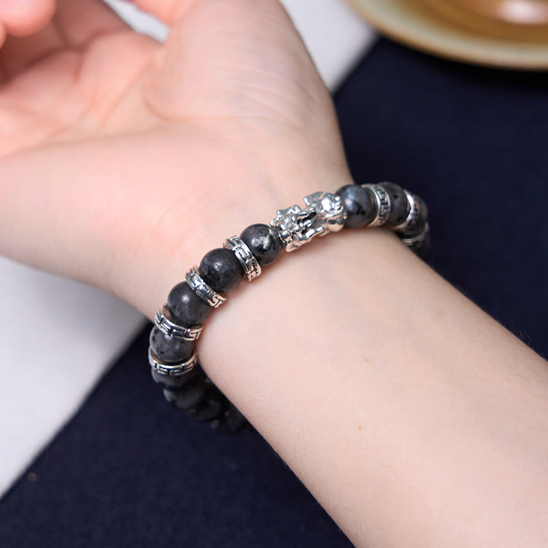 Nimara Ritual Black Glitter Stone PiXiu Power Bracelet
