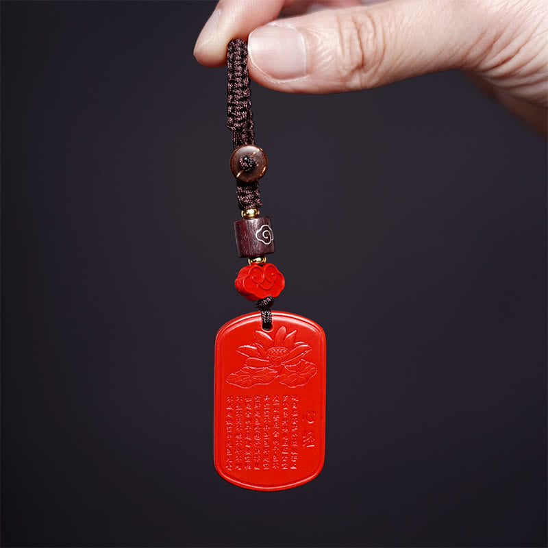 Nimara Ritual Natural Cinnabar Heart Sutra Blessing Key Chain