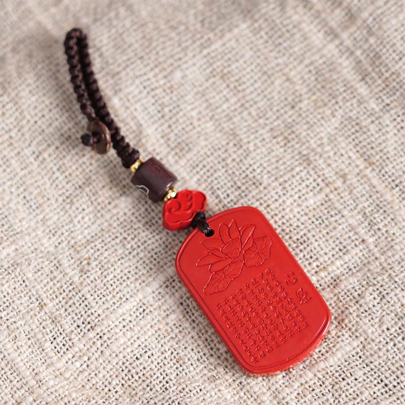 Nimara Ritual Natural Cinnabar Heart Sutra Blessing Key Chain