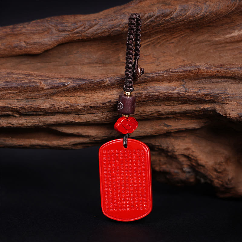 Nimara Ritual Natural Cinnabar Heart Sutra Blessing Key Chain