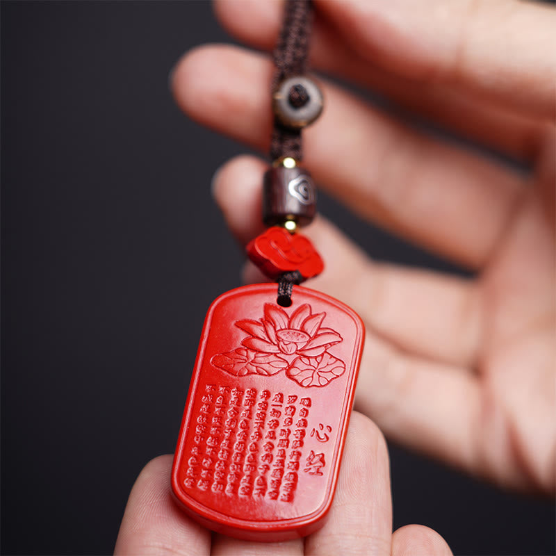 Nimara Ritual Natural Cinnabar Heart Sutra Blessing Key Chain