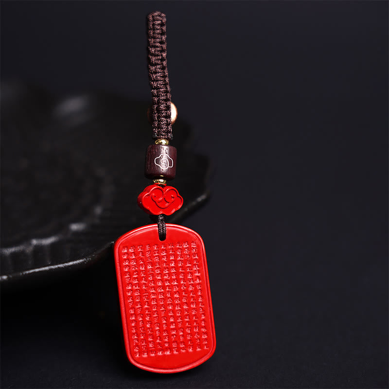 Nimara Ritual Natural Cinnabar Heart Sutra Blessing Key Chain