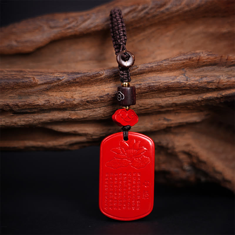Nimara Ritual Natural Cinnabar Heart Sutra Blessing Key Chain