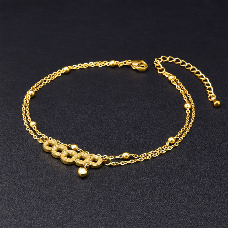 Nimara Ritual Copper Coins Attract Wealth Titanium Steel Anklet