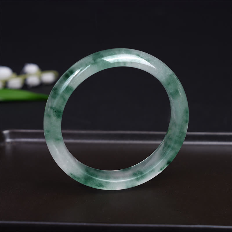 Nimara Ritual Natural Jade Floating Flower Luck Bracelet Bangle
