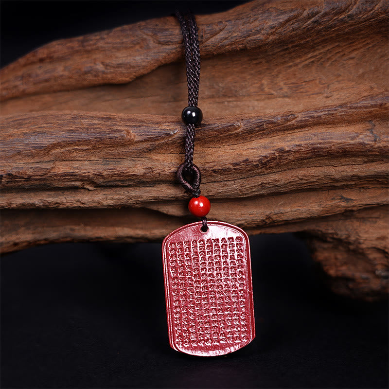 Nimara Ritual Cinnabar Lotus Heart Sutra Engraved Blessing Rope Necklace Pendant
