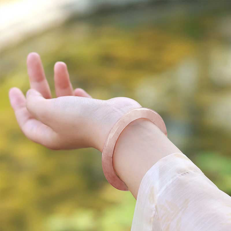 Nimara Ritual Pink Golden Silk Jade Wealth Luck Bracelet Bangle