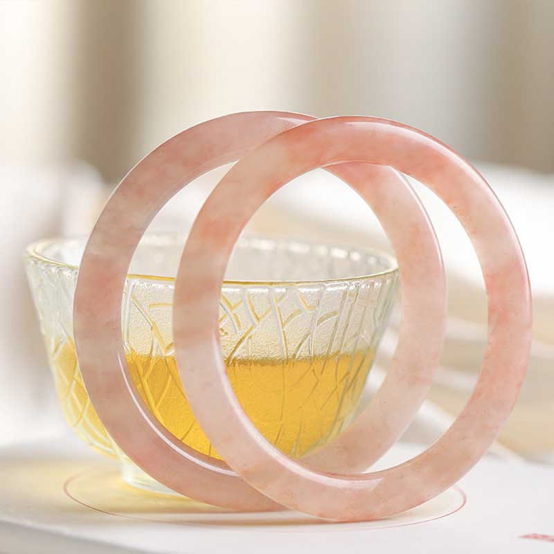 Nimara Ritual Pink Golden Silk Jade Wealth Luck Bracelet Bangle