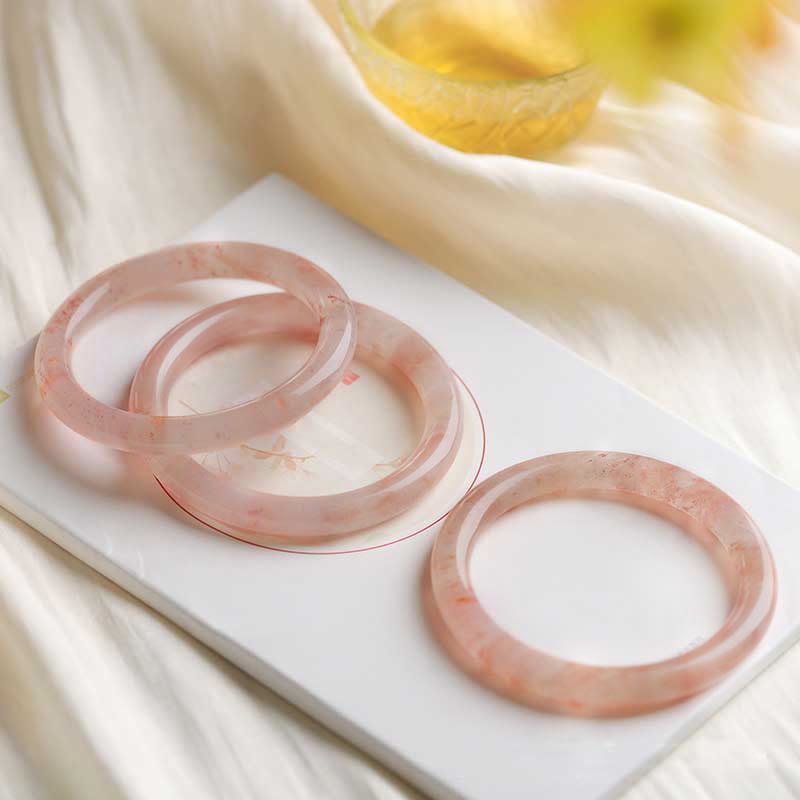 Nimara Ritual Pink Golden Silk Jade Wealth Luck Bracelet Bangle