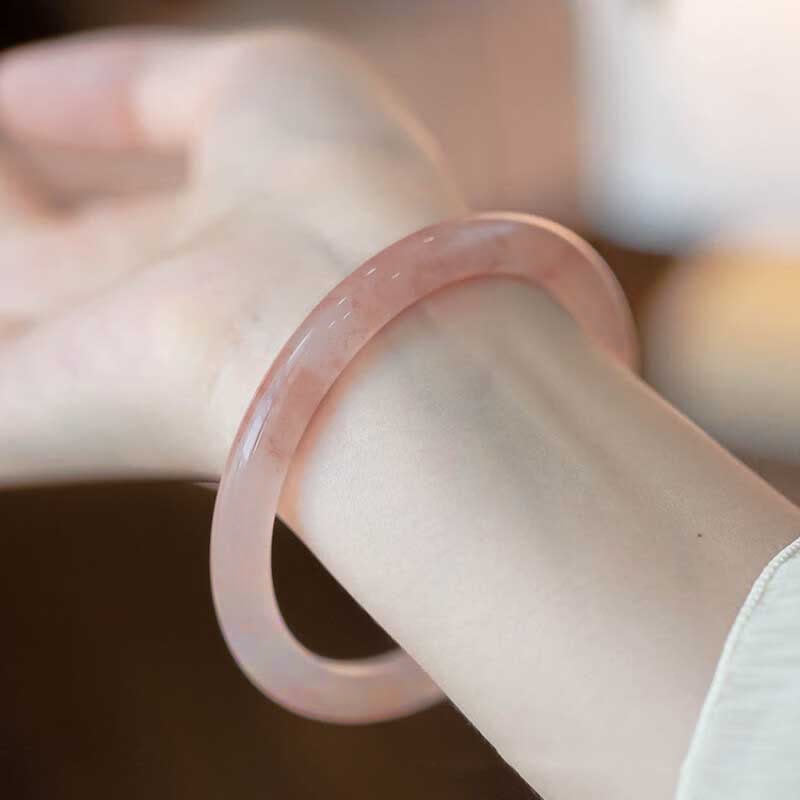 Nimara Ritual Pink Golden Silk Jade Wealth Luck Bracelet Bangle