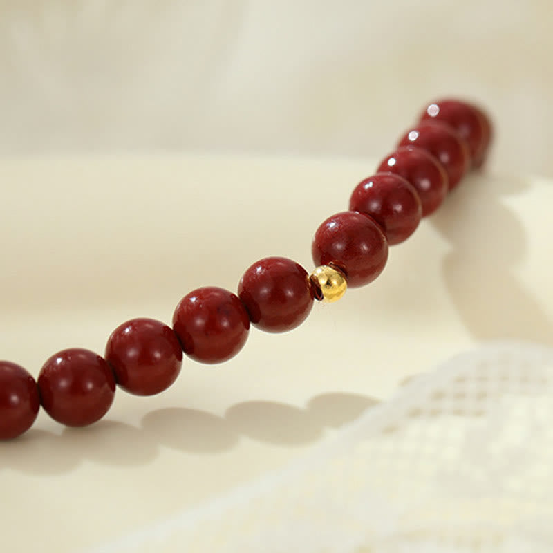 Nimara Ritual 925 Sterling Silver Cinnabar Beads Blessing Anklet