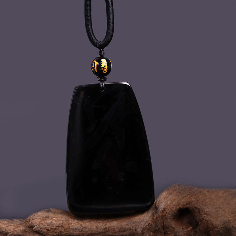 Nimara Ritual Black Obsidian Dragon Carved Luck Protection Necklace Pendant