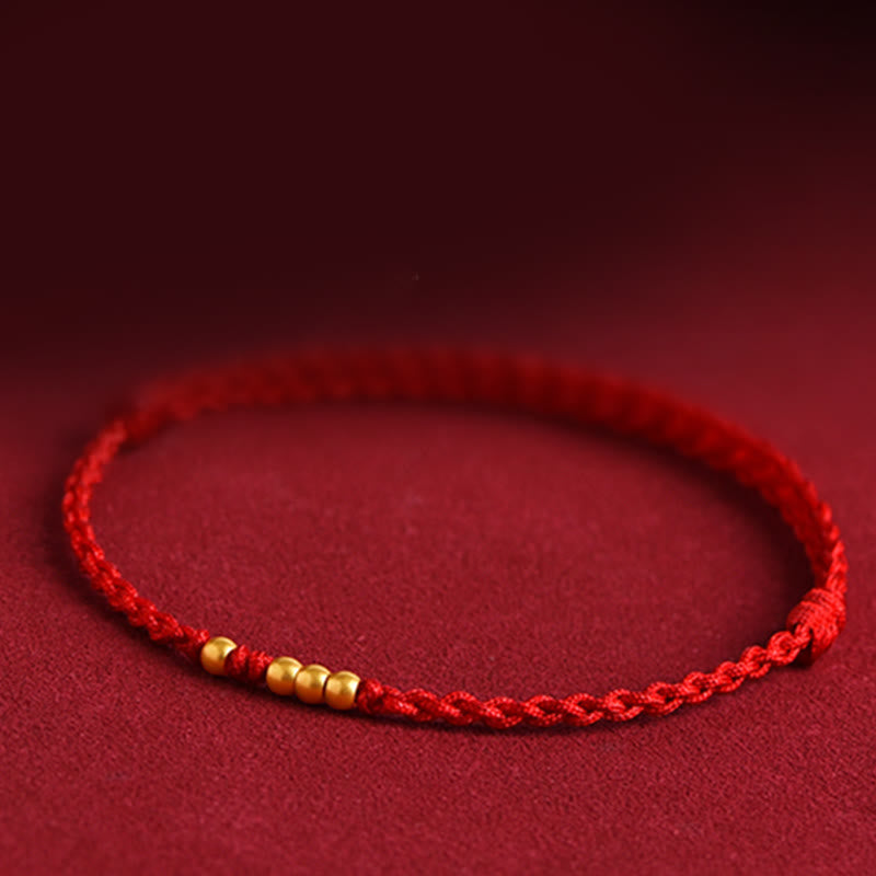 Nimara Ritual 999 Gold Beads Luck Braided Protection Couple Bracelet