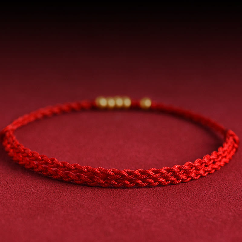 Nimara Ritual 999 Gold Beads Luck Braided Protection Couple Bracelet