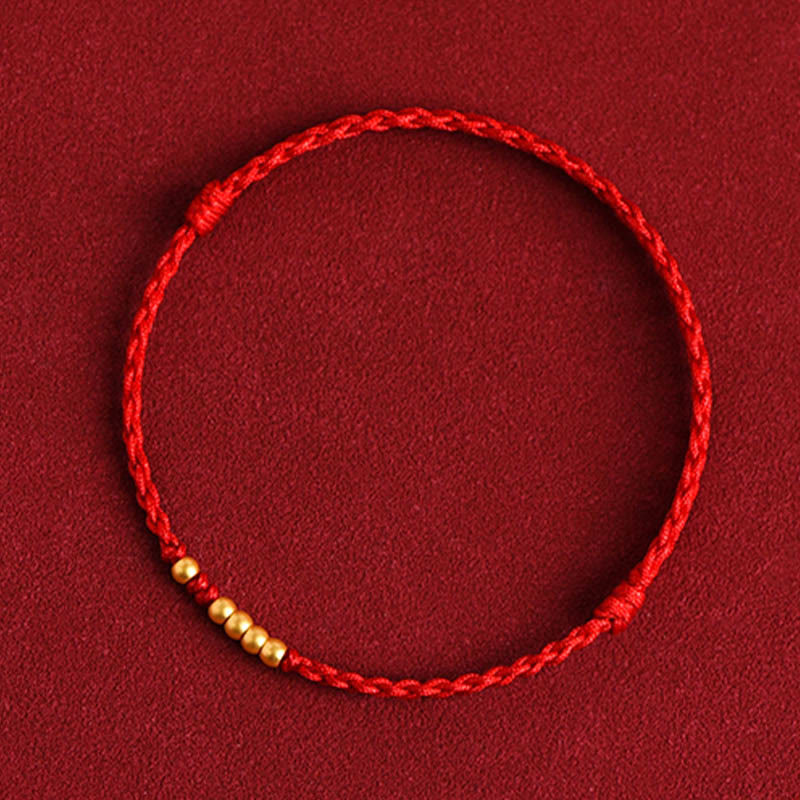 Nimara Ritual 999 Gold Beads Luck Braided Protection Couple Bracelet