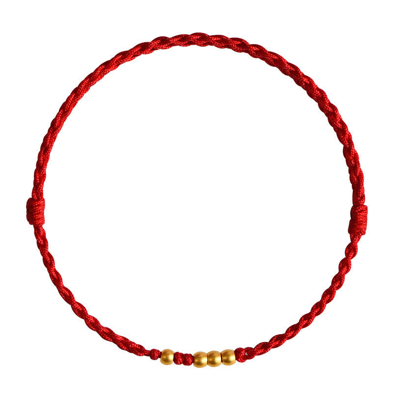 Nimara Ritual 999 Gold Beads Luck Braided Protection Couple Bracelet