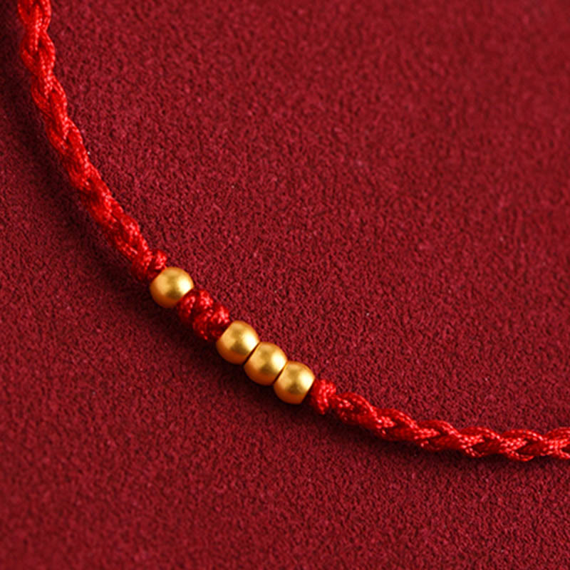 Nimara Ritual 999 Gold Beads Luck Braided Protection Couple Bracelet