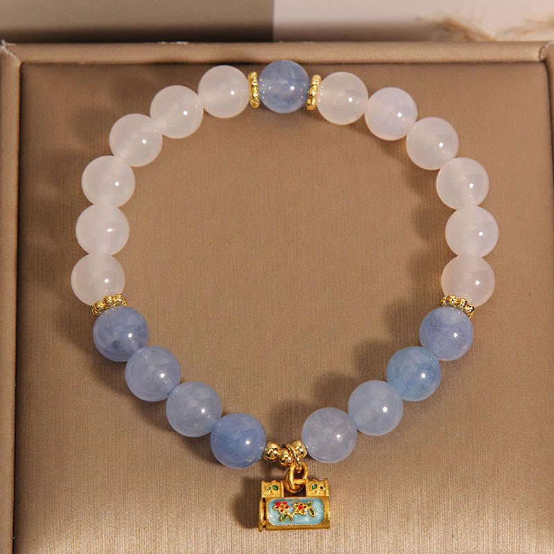 Nimara Ritual Natural White Agate Aquamarine Protection Bracelet