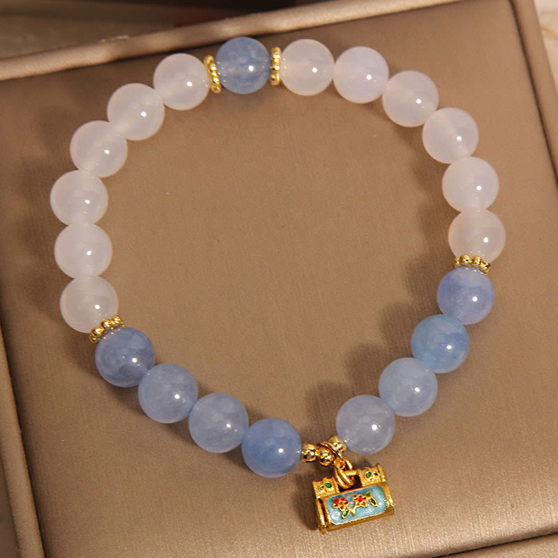 Nimara Ritual Natural White Agate Aquamarine Protection Bracelet