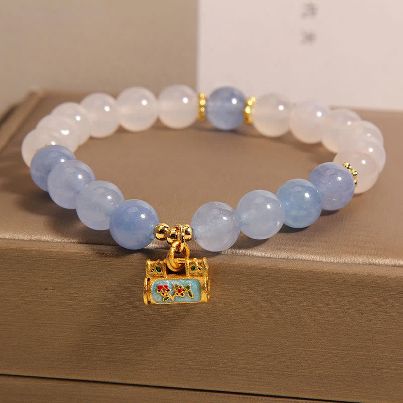 Nimara Ritual Natural White Agate Aquamarine Protection Bracelet