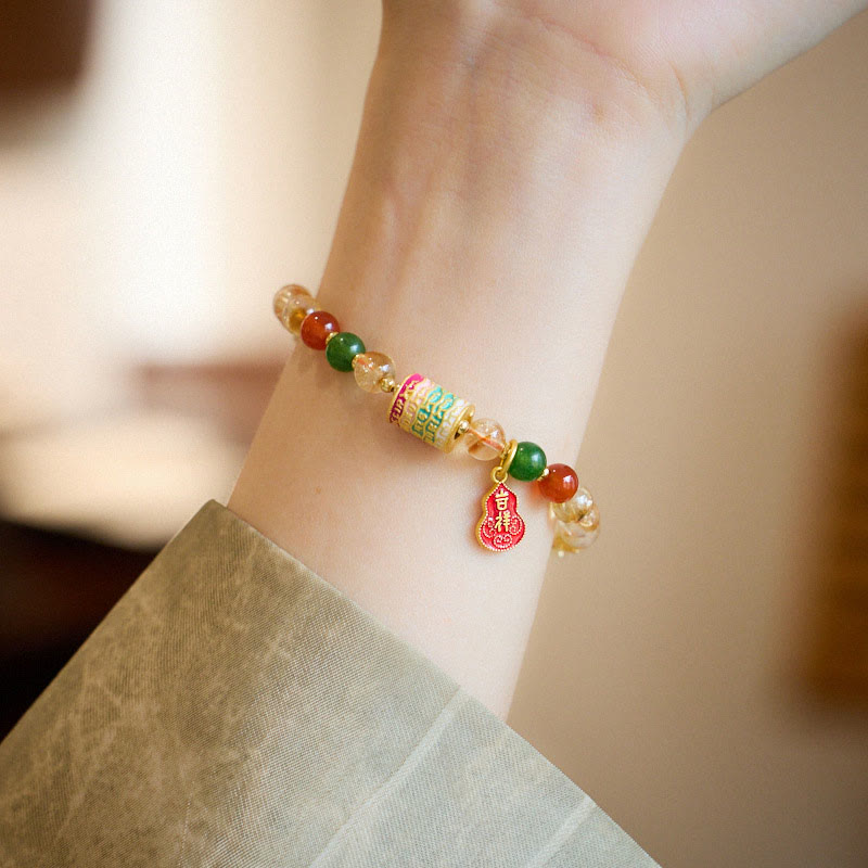 Nimara Ritual Natural Citrine Red Agate Green Chalcedony Protection Bracelet