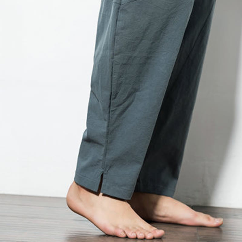 Nimara Ritual Casual Men's Solid Color Cotton Drawstring Pants With Pockets