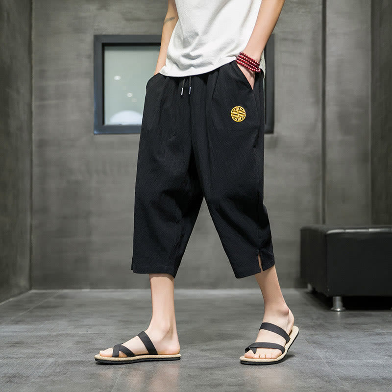 Nimara Ritual Summer Men's Drawstring Cropped Pants With Pockets